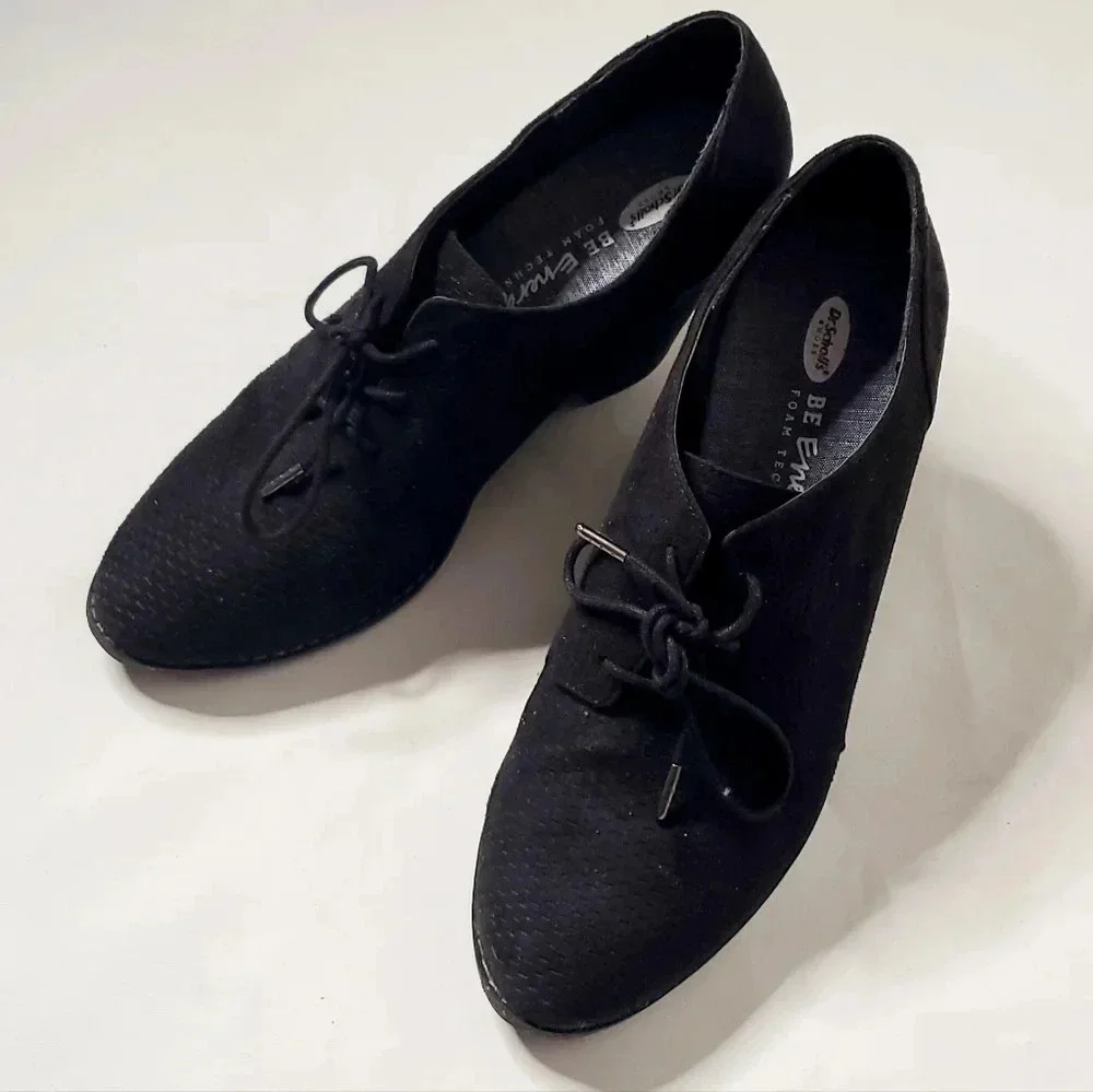 Dr.Scolls Lace Up Black Suede Detailled Pattern Bootie Heels Sz 9/ 9.5 US - Picture 3 of 11